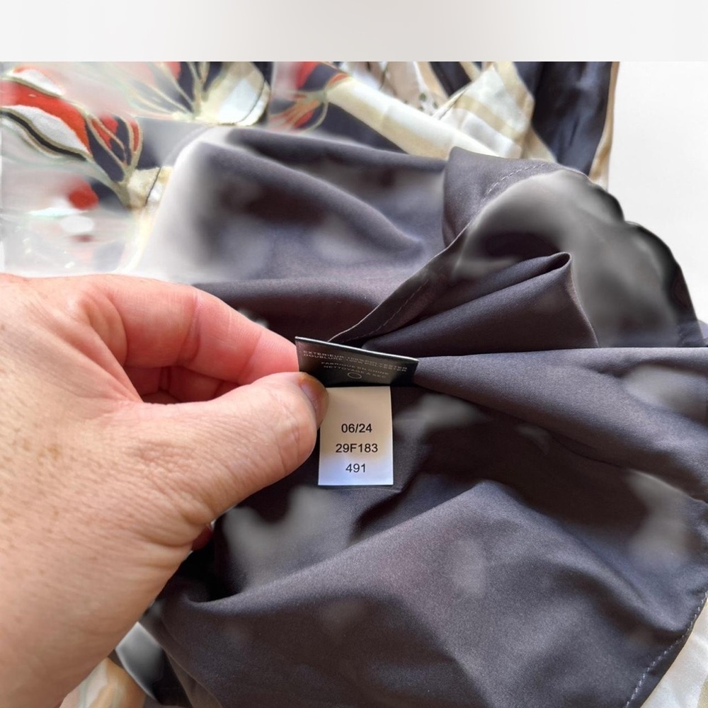 NWT Sam Edelman | Black and Tan Satin Wrap Wedding Guest Dress Floral Size 14 - Picture 6 of 6